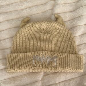 Broken Promises Cream Knit Beanie With Horns